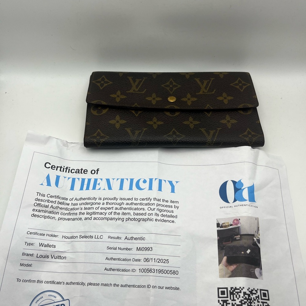 Louis Vuitton Brown Monogram Wallet w/ COA